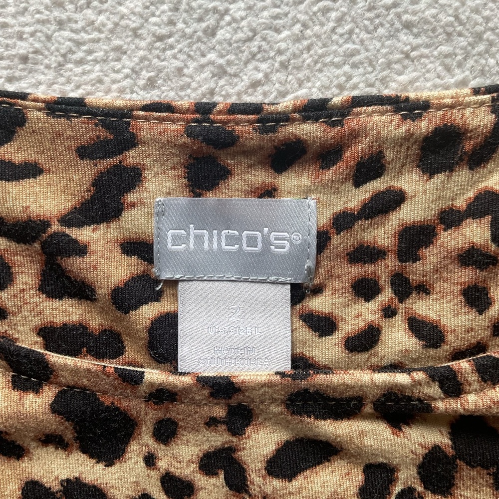 Chico's Brown Animal Print 3/4 Sleeve Tunic - Picture 2 of 7